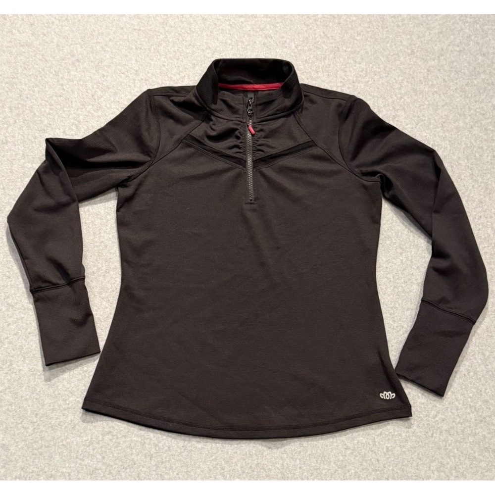 Maurice's In Motion Size Med Half-Zip Pullover Black With Pink Accents